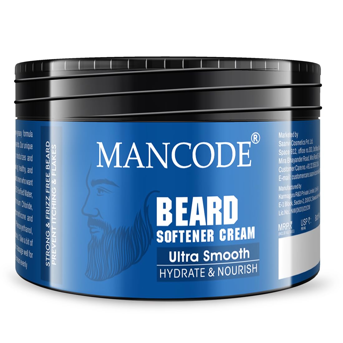 Mancode Beard Softener Cream - 100gm | for Frizzy Rough Dry Mustache and Beard | Long Lasting Moisturization & Nourishement | Mooch Beard Perfect Styling Cream | Argan Almond Walnut Oil Shea Butter Proteins and Vitamins Enriched | No Paraben No Sulfate (P