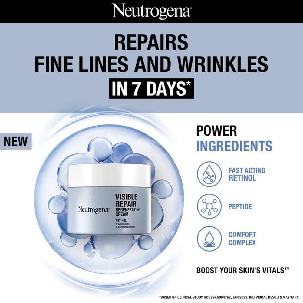Neutrogena Visible Repair Regime Combo - Cream (50g), Serum (30 ml) & Eye Cream (15g)
