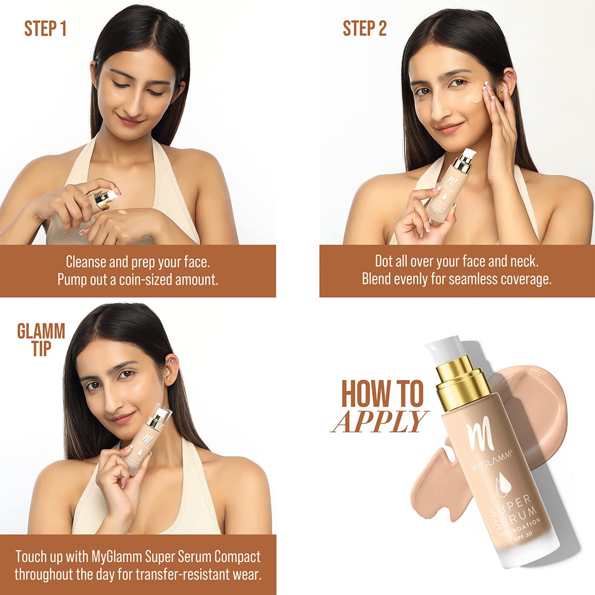 MyGlamm Super Serum Foundation - 201W Crepe, 33 Gm | Liquid Foundation With Hyaluronic Acid | 8 Hr+ Long Lasting & Hydrating Foundation With Spf 30 - Full, Matte, All Skin Type