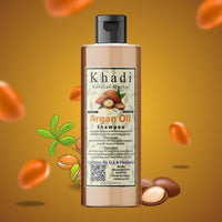 Khadi Natural Herbal Argan Oil Shampoo For Hair Growth | Enriched With Argan, Amla , Bhringraj , Aloevera And Vitamn E Extract | Sls And Parben Free Argan Shampoo For Men And Women Pack Of 200Ml