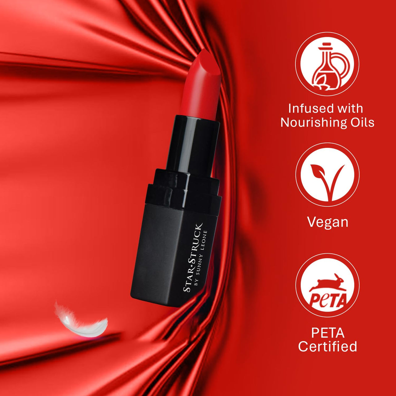 STARSTRUCK BY SUNNY LEONE Matte Lipstick - Red Carpet 4.2 gm | Long Lasting, Waterproof, Smudge Proof for Women | Makeup