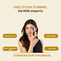 OCEGLOW-Powerful Marine Extracts Smoky Drama Black Matte Kajal Pencil For Women | 24Hr Long-Lasting Kajal Pencil | Versatile, Water-Proof And Smudge-Proof| - 1.8Gm