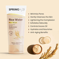Spring H2O Rice Water & Green Tea Face Wash Combo – Brightening, Deep Cleansing, Acne Control – Gentle Daily Facial Cleanser for Glowing Skin, 2-Pack