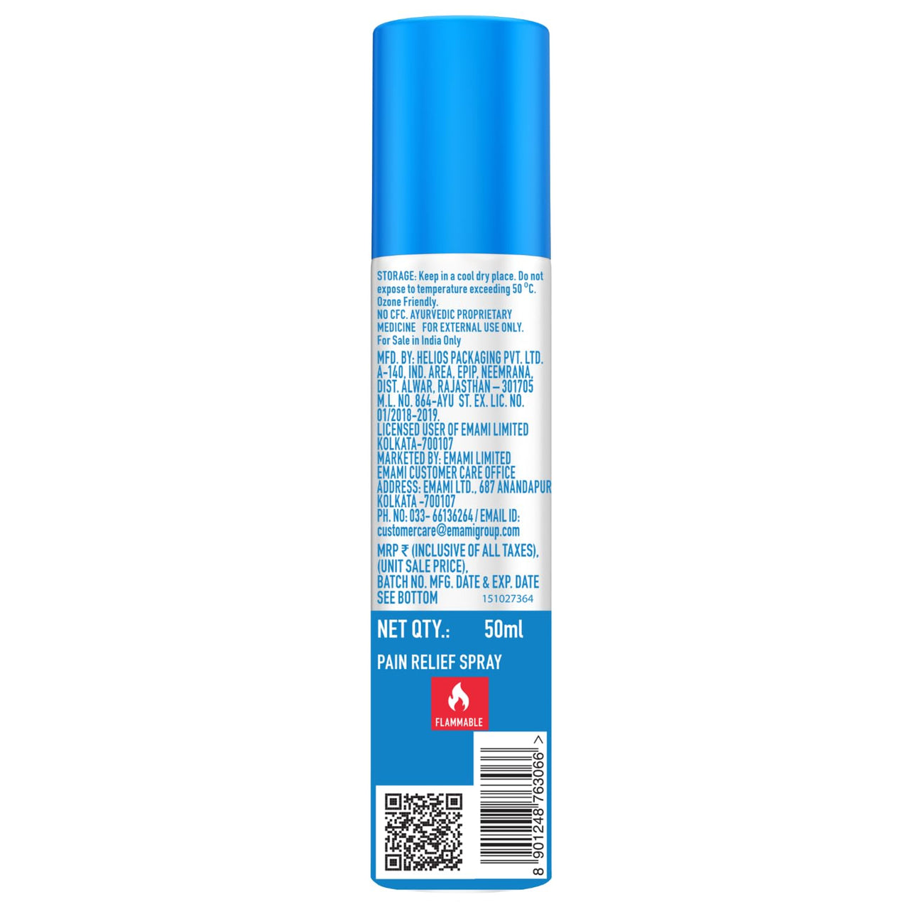 Zandu Fast Relief Spray - 50 ml,Quick solution to sports & gym injuries; Turbo action formula for back and muscle pain; recommended by physiotherapist.
