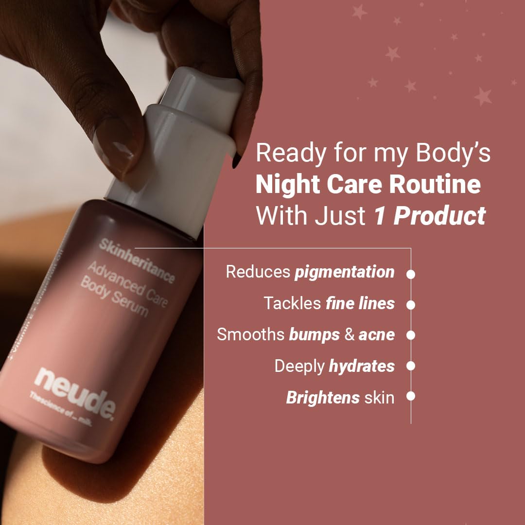 Neude Skinheritance Hydrating & Firming Glow Body Serum 50ml with Bakuchiol Retinol & Vitamin E for Men & Women All Skin Types Paraben-Free Sulphate-Free for Smooth Radiant Skin