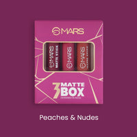 MARS Matte Box Set of 3 Lipsticks for Women | Long-Lasting | Smooth Finish | Moisturising | One Swipe Pigmentation | (3x3.2 gm) (02-Peaches & Nudes)