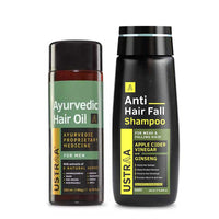 Ustraa Ayurvedic Hair Oil - 200 ml | with 8 Natural Herb extracts | Fights Dandruff & Anti Hair Fall Shampoo - 250ml - Dermatologically Tested, With Apple Cider Vinegar| Prevents Hairfall | No SLS