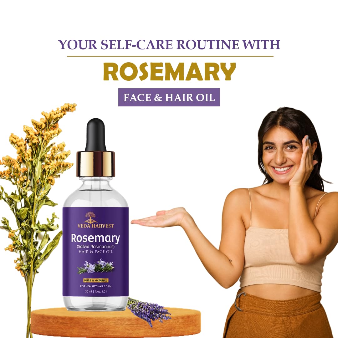Veda Harvest Rosemary and Tea Tree oil | Hydrating, Anti acne, Cooling & Refreshing | 100% pure and natural oil