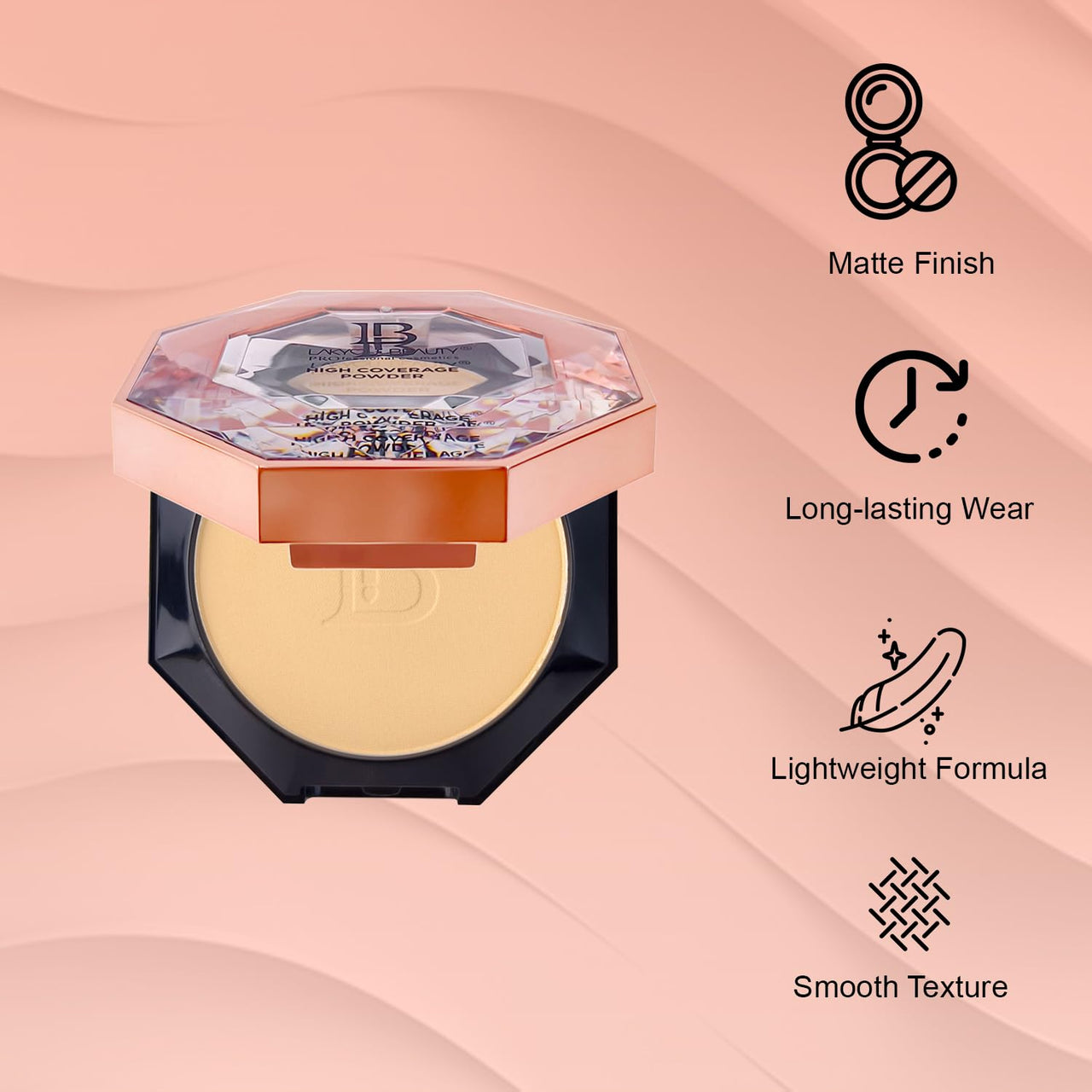 Lakyou Beauty Diamond High Coverage Compact Powder 15g | Full Coverage | Matte Finish | Pore-Minimizing | SPF 30 | Long-Lasting | Lightweight | Oil-Control | Portable (02(Soft Ivory), 15g)