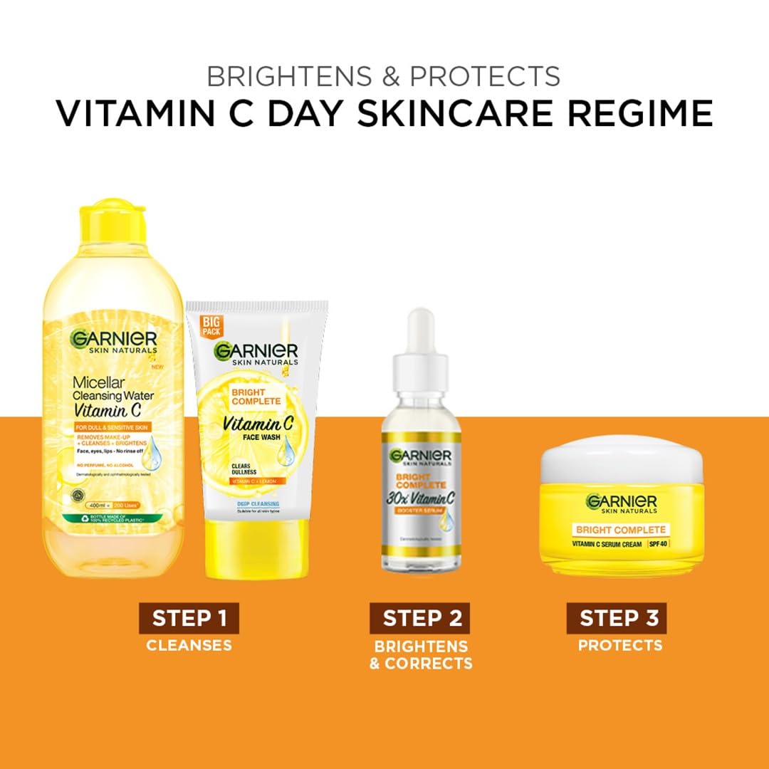 Garnier Skin Naturals, Face Serum, Brightening and Anti-Dark Spots, Bright Complete Vitamin C Booster, 15 ml