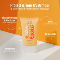 CeSqua Protect Hyaluronic Acid Sunscreen SPF 50+ PA++++ | UVA/ UVB & Blue Light Protection | Lightweight, Fast Absorbing, No White Cast | for Women & Men | for all skin types – Normal, Oily, Dry, Combination, Acne-Prone Skin, 50g