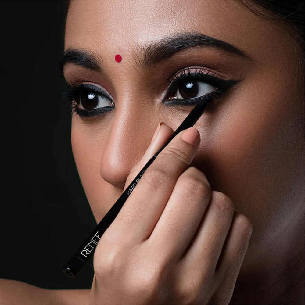 RENEE Hard Black Kajal Pen with Sharpener 0.35gm, Pack Of 2 | Matte Finish | Rich Color Payoff | Long Lasting Upto 24hrs, Smudge & Water Proof Formula