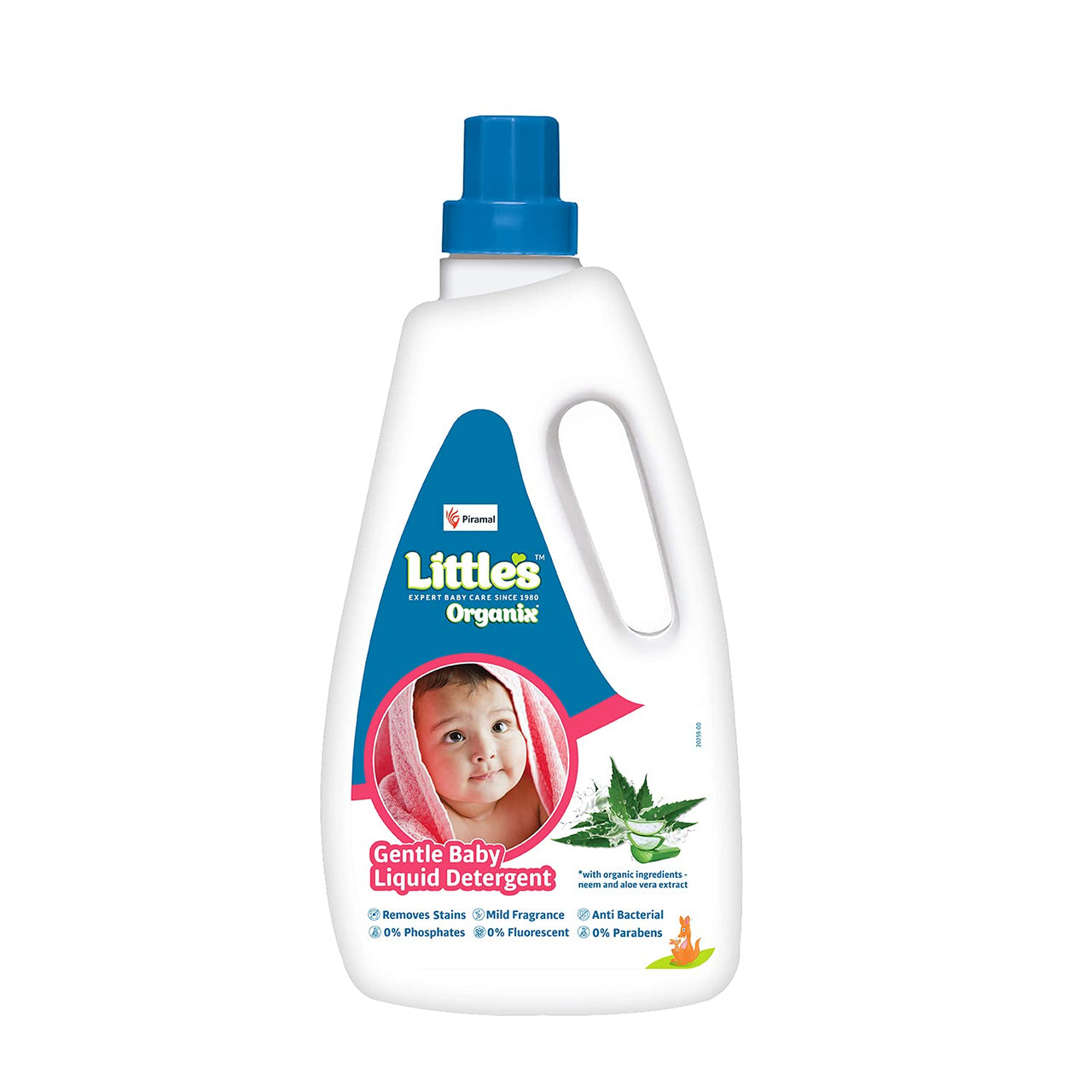 Little's Organix Gentle Baby Detergent Liquid for Clothes | 1000 ml | Anti-Bacterial Liquid Detergent for Baby Clothes Enriched with Aloe Vera & Neem Extracts | Free from Brighteners & Bleach