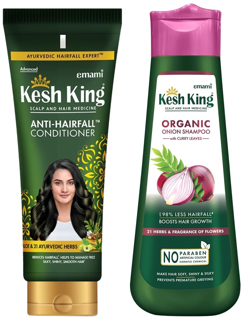 Kesh King Ayurvedic Onion Shampoo with 21 Herbs, Reduces Hairfall & Boost Hair Growth, 300ml & Kesh King Scalp and Hair Medicine Anti-Hairfall Conditioner, 200 ml