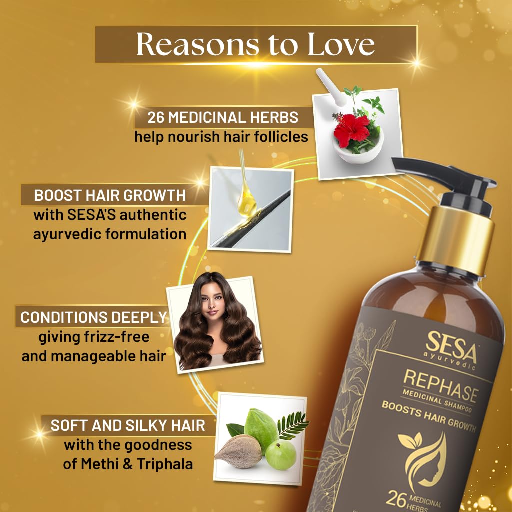 SESA Rephase Medicinal Shampoo 300Ml, Helps Control Hair Fall & Promotes Hair Growth - 300 ml