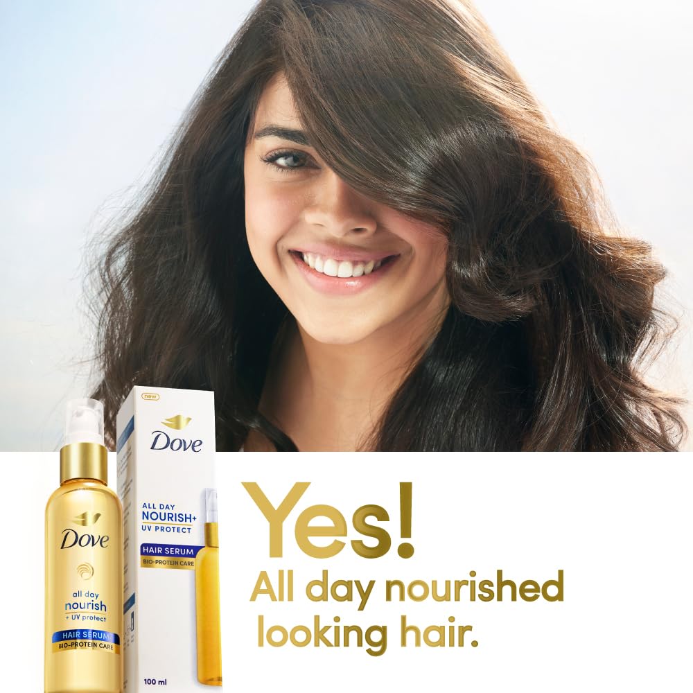 Dove All Day Nourish + UV Protect Hair Serum For All Hair Types With Bio Protein Care 48ml