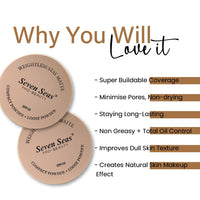 Seven Seas 2 In 1 Weightless Stay Matte Compact Powder | Pressed Powder + Loose Powder | SPF 15 | Non Oily Matte Look | Evens Out Complexion | Hides Imperfections | Blends Effortlessly (Banana)