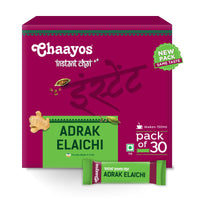 Chaayos Instant Adrak Elaichi Tea Premix - Regular Sugar (30 Sachets) | Assam Flavored Ginger Tea Powder, 0.78 Kg