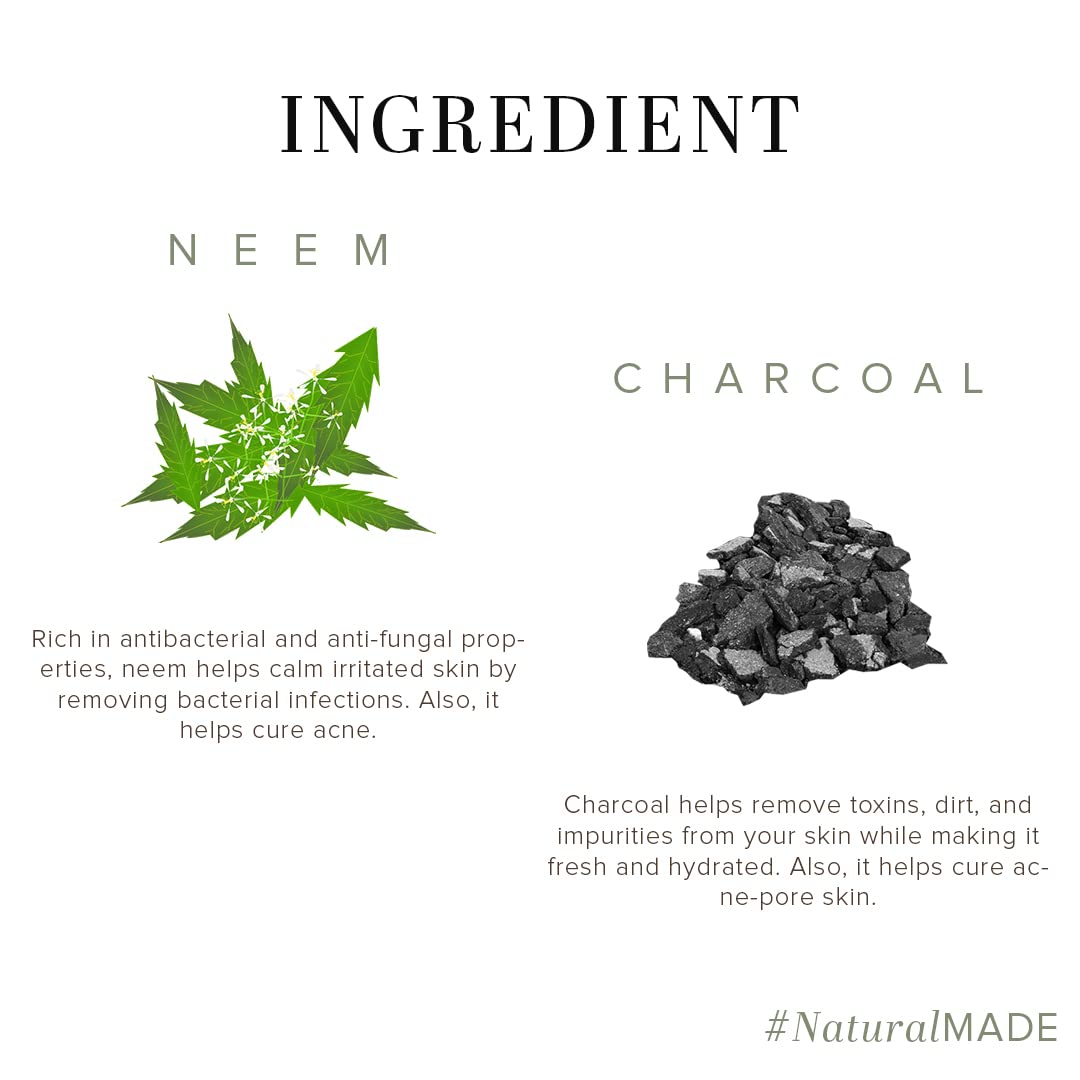 Khadi Natural Herbal Neem Charcoal Soap | Herbal Soap for Removing Impurities | Skin Detoxifying Bathing Soap | Suitable for All Skin Types | (125gm *3) (375gm)