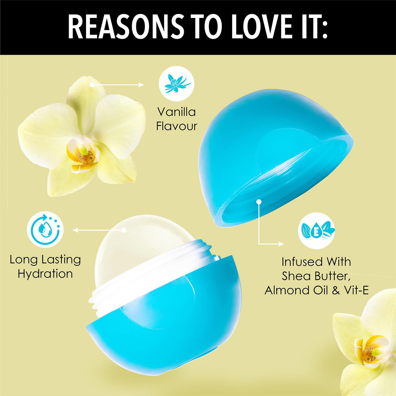 Blue Heaven Tinted Lip Balm infused with Shea Butter, Almond oil and Vitamin E - Vanilla, 8g