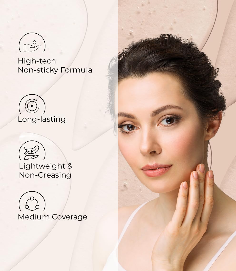 Lakyou Beauty Ultra HD Invisible Cover Foundation | Seamless Blend | High Definition Finish | Lightweight & Long-Lasting | Shade-01(White Ivory) | 30ml
