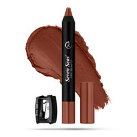 Seven Seas Matte Mood Non Transfer Crayon Lip Color With Sharpner | Matte Finish | Long Lasting Crayon Lip Color for Women (Caramel Brown)