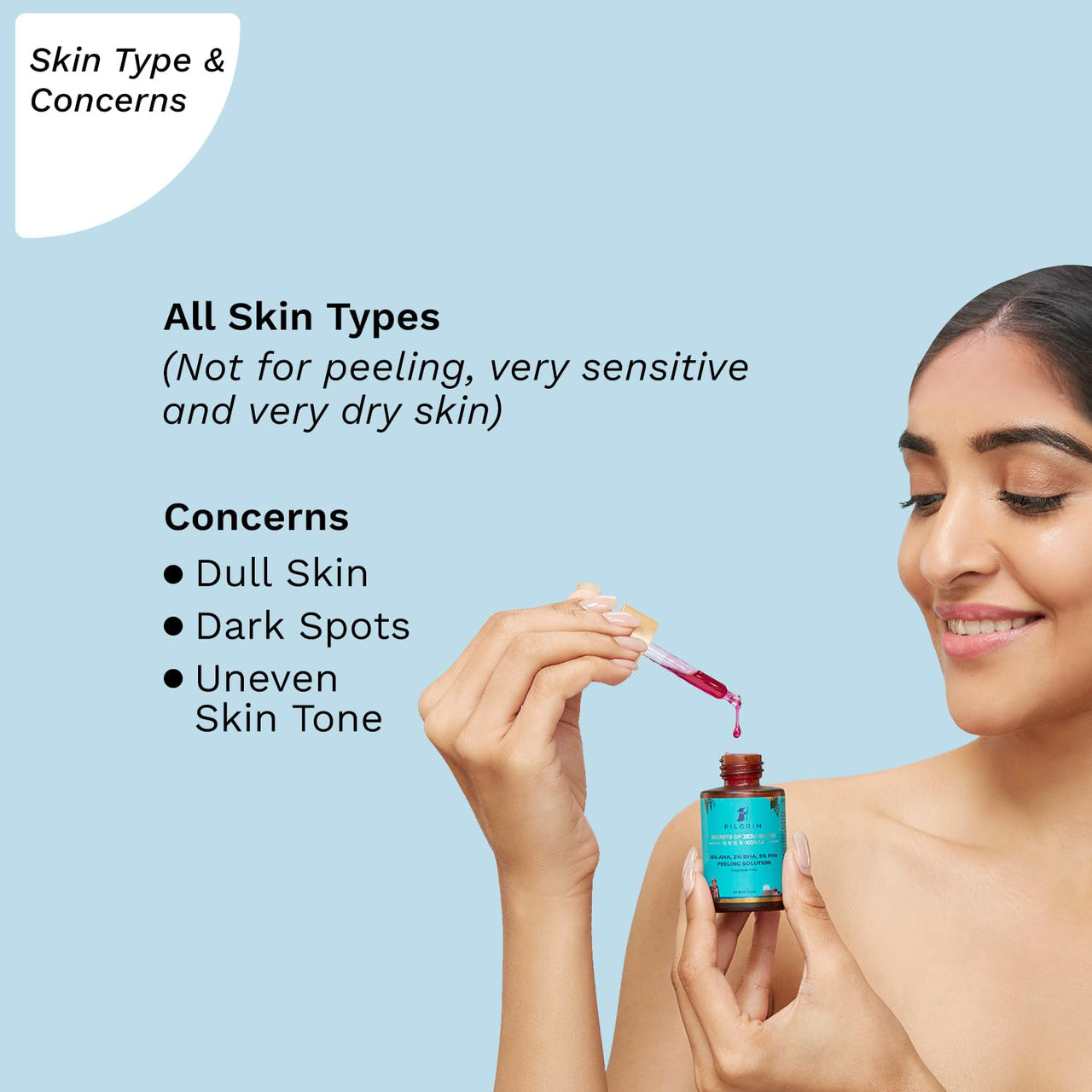 Pilgrim 25% AHA + 2% BHA + 5% PHA Peeling Solution for Face | 10-Minute Facial | Chemical peel for face for glowing skin | Serum for Tan | Exfoliating serum| Men & Women | 30ml