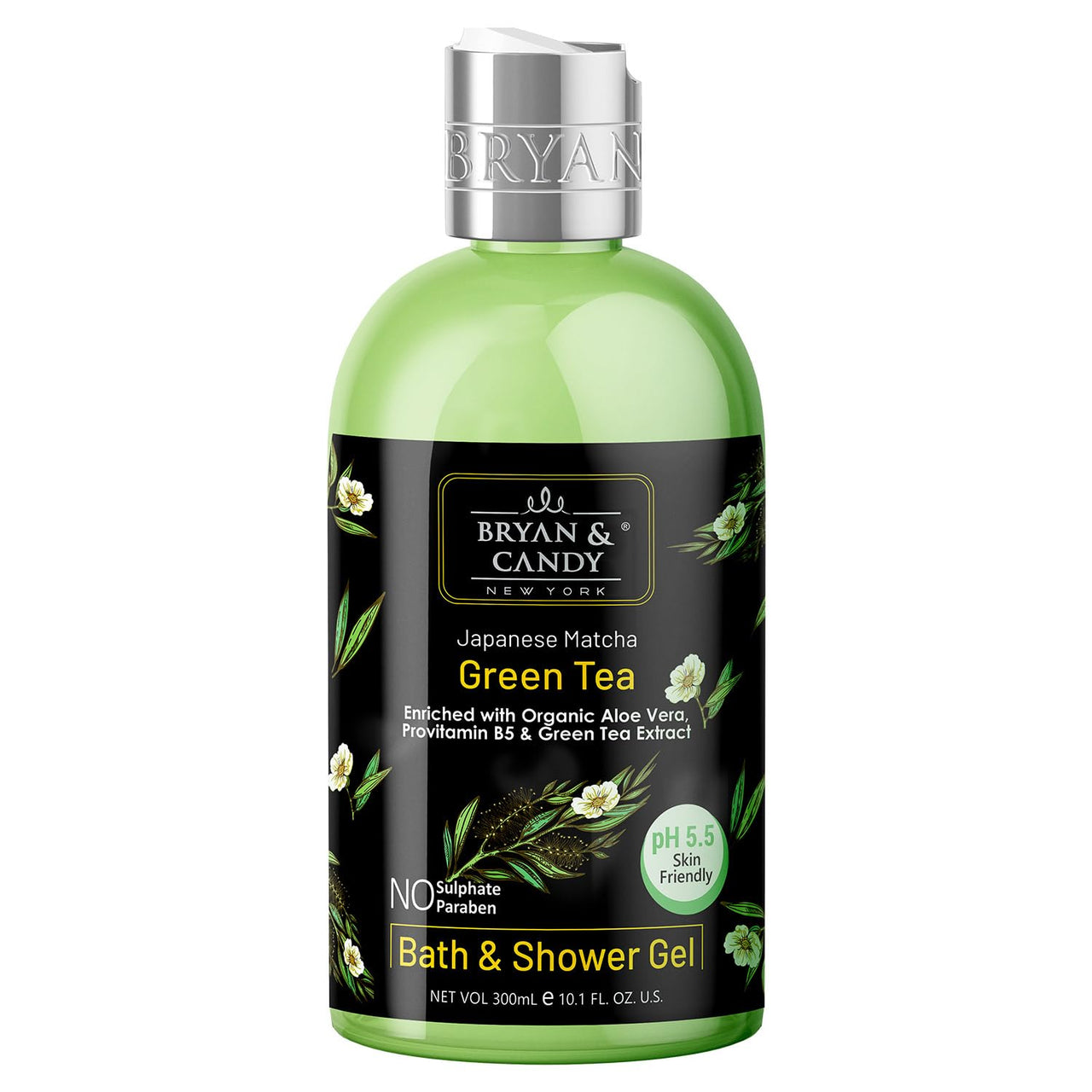 Bryan & Candy Green Tea Shower Gel (300ml) with Aloe Vera. Gentle, Moisturizing Body Wash for Soft, Supple Skin
