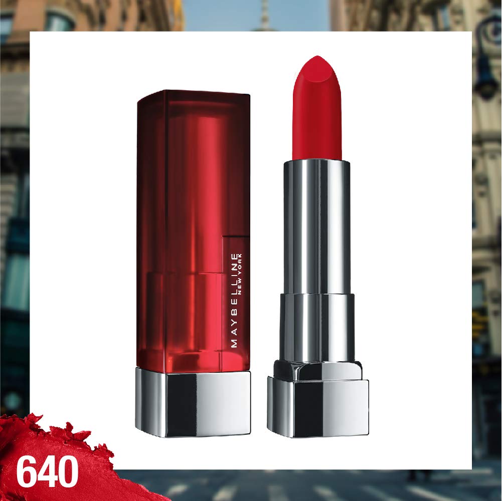 Maybelline New York Color Sensational Creamy Matte Lipstick, 691 Rich Ruby, 3.9g & Maybelline New York Color Sensational Creamy Matte Lipstick, 640 Red Liberation, 3.9g