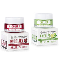 Bella Vita Organic Dark Spots Removal Combo with NicoLips Lip Scrub Balm Brightening Dark Lips for Men and Women (20gm) - Under Eye Cream for Dark Circles for Women & Men with Vitamin E (20gm)