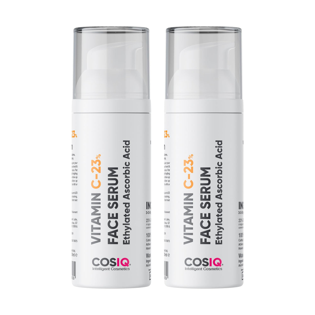 Cos-IQ Glowing Skin with Vitamin C-23% Serum : Advanced Molecular Skincare Technology 60ml | 23% Vitamin C Face Serum for Brightening Skin | Only 2 Ingredients Formula For Men and Women | 60 Days Pack