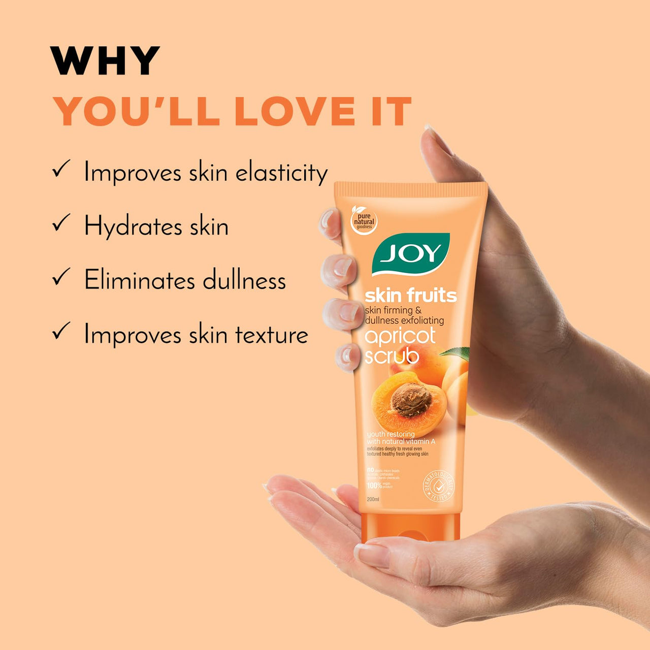 Joy Apricot & Walnut Face & Body Scrub for Blackheads Removal (200gm) | Exfoliating Scrub For All Skin Types | Removes Tan & Dead Skin | 100% Vegan & Gentle on Skin