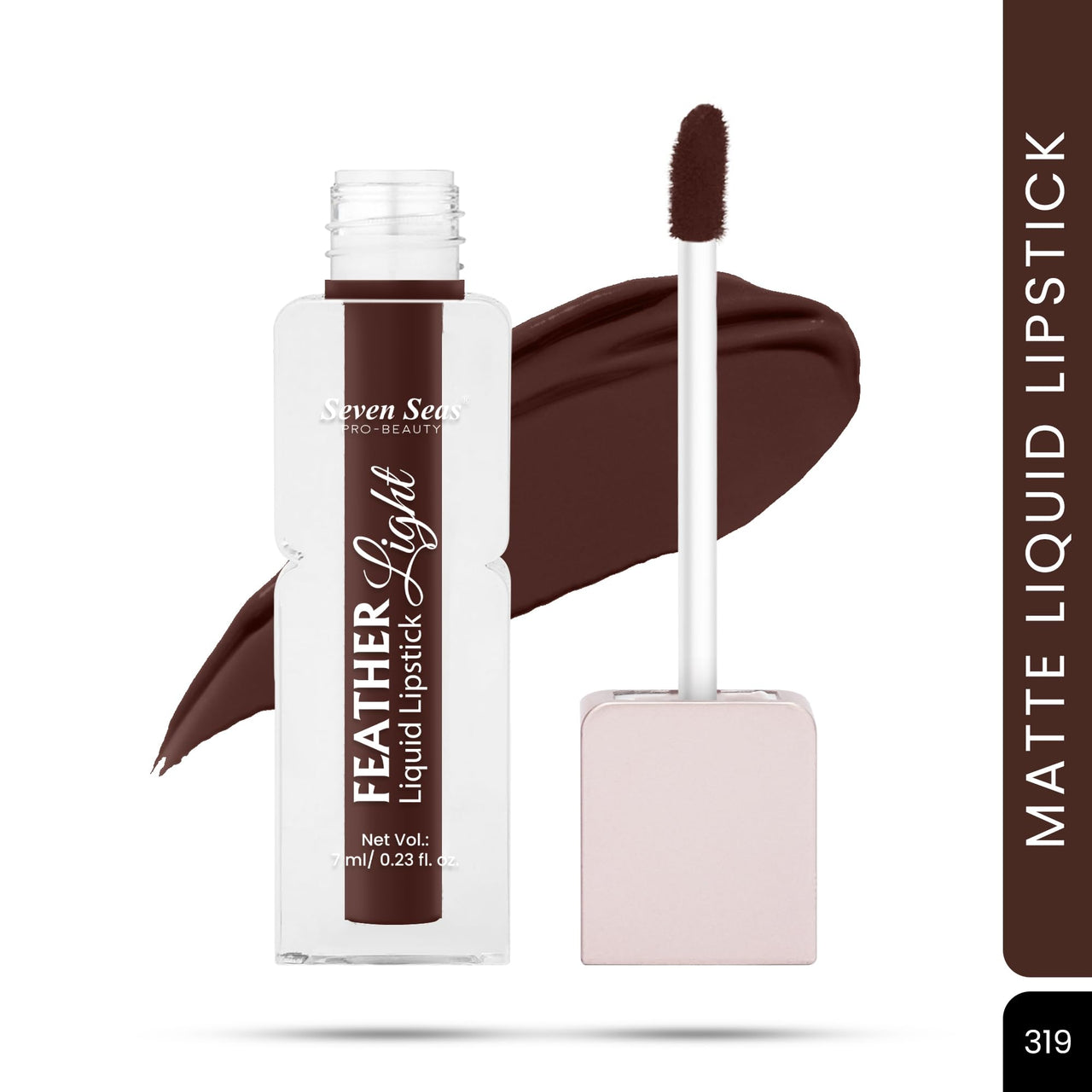 Seven Seas Feather Light Liquid Lipstick | Matte Finish Liquid Lipstick | Long Lasting | Non Transfer | One Coat Application | Stay Upto 12 Hours (319, 6ml)