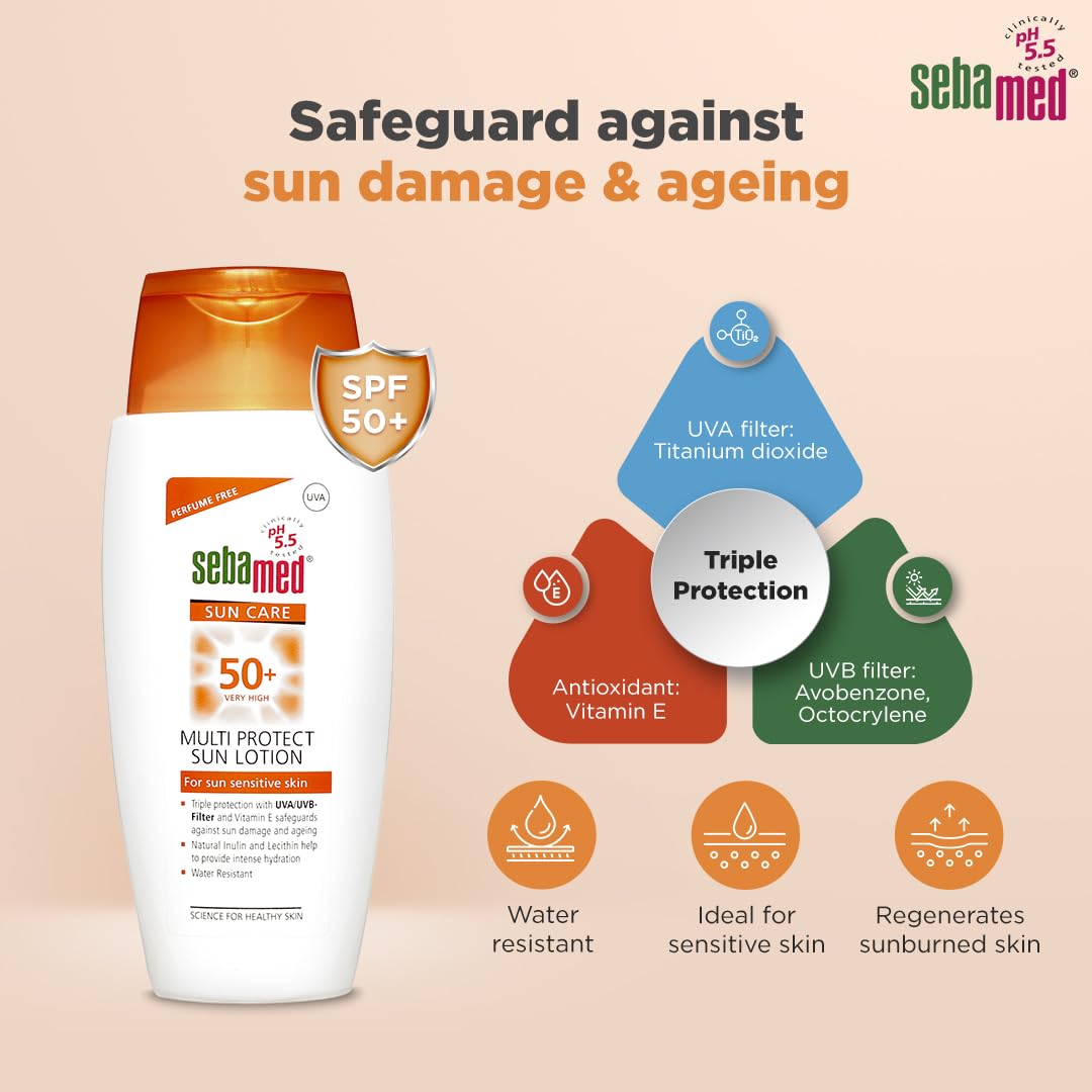 SebaMed Sun Lotion & SebaMed Lip Defense Lip Balm With Spf 30 + Vit E Combo