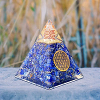 Orgone Pyramid | Lapis Lazuli Orgonite Pyramid for Wisdom, Harmony, Honesty & Self-Awareness | Healing Crystal Gemstone Pyramid | Orgone Pyramid Crystal - Handmade In India