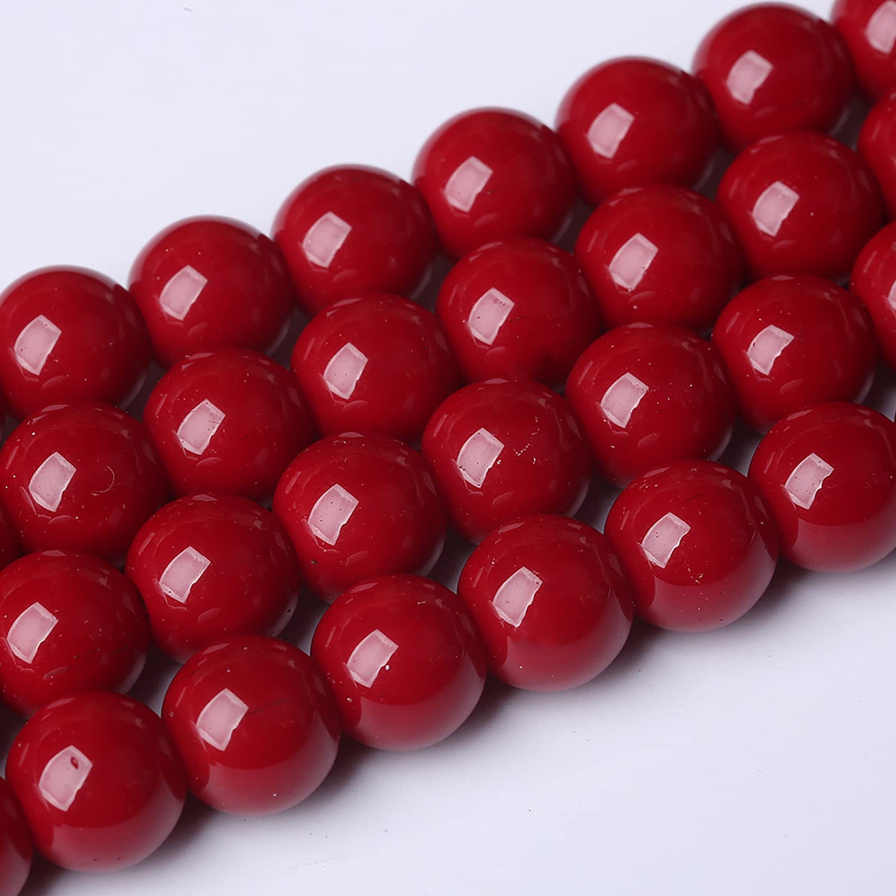 10mm 38pcs Pomegranate Red Glass Gemstone Beads Natural Round Loose Crystal Energy Stone Healing Power for Jewelry Making 1 Strand 15" (10mm, Pomegranate Red Glass) 10mm