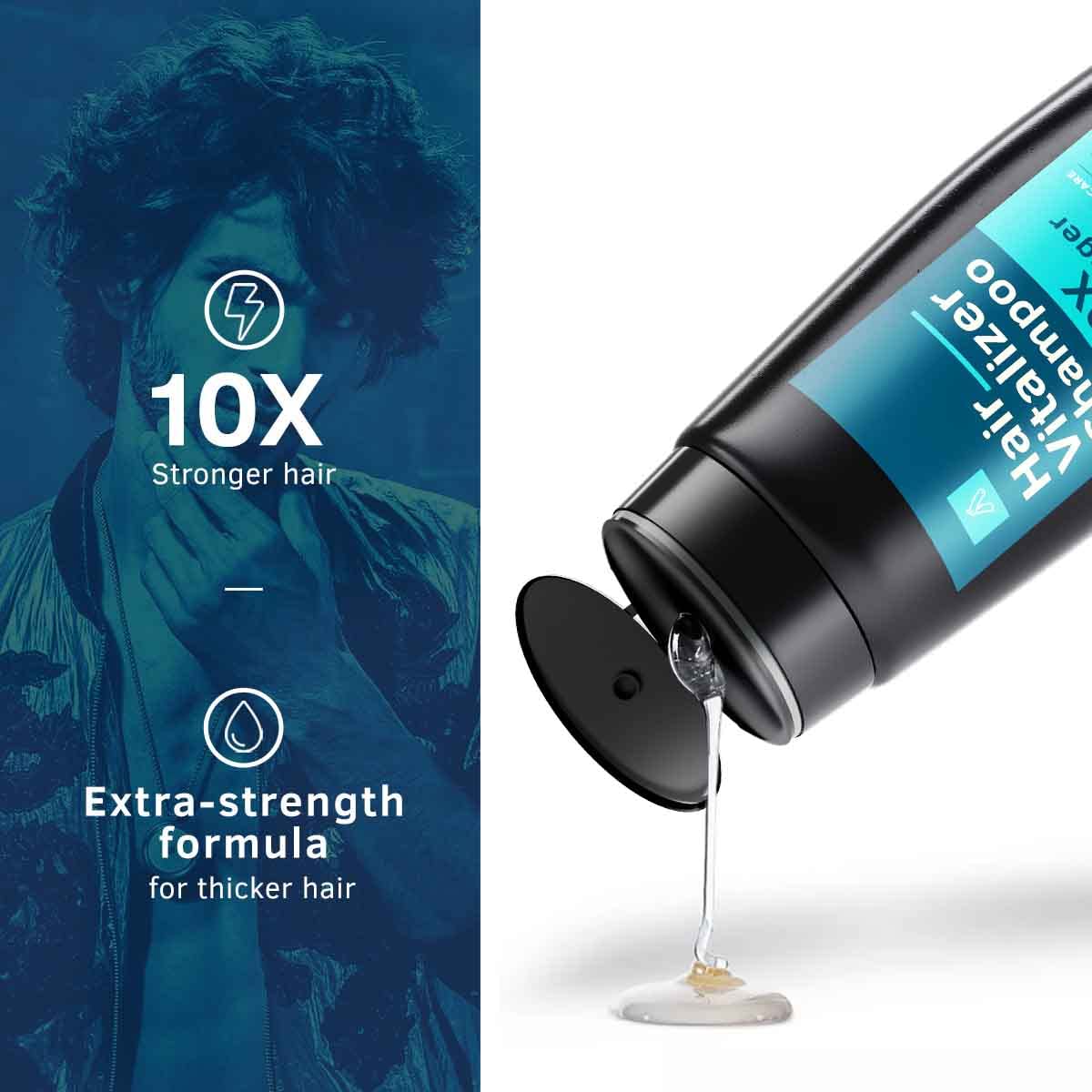 Ustraa Wash & Care Combo - Hair Vitalizer Shampoo - 250ml - Power of 26 Nutrients | Biotin | No SLS & Daily Use Hair Conditioner - 100g | Keeps Hair Nourished & Soft Post-Wash | with Brahmi