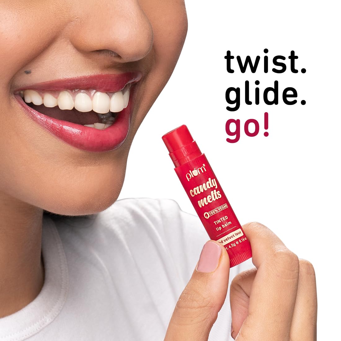 Plum Candy Melts Red Velvet Love Tinted Lip Balm | Moisturizes & Nourishes | Hydrates Dry & Chapped Lips | 100% Vegan | 4.5g