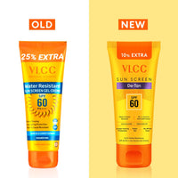 VLCC De-Tan Water Resistant SPF 60 PA+++ Sunscreen Gel Crème - 100g+10g Extra (Pack of 2) | With Niacinamide, Ceramides & Vitamin E | Protects from UVA, UVB Rays, Sun Damage, Skin Darkening & Premature Aging