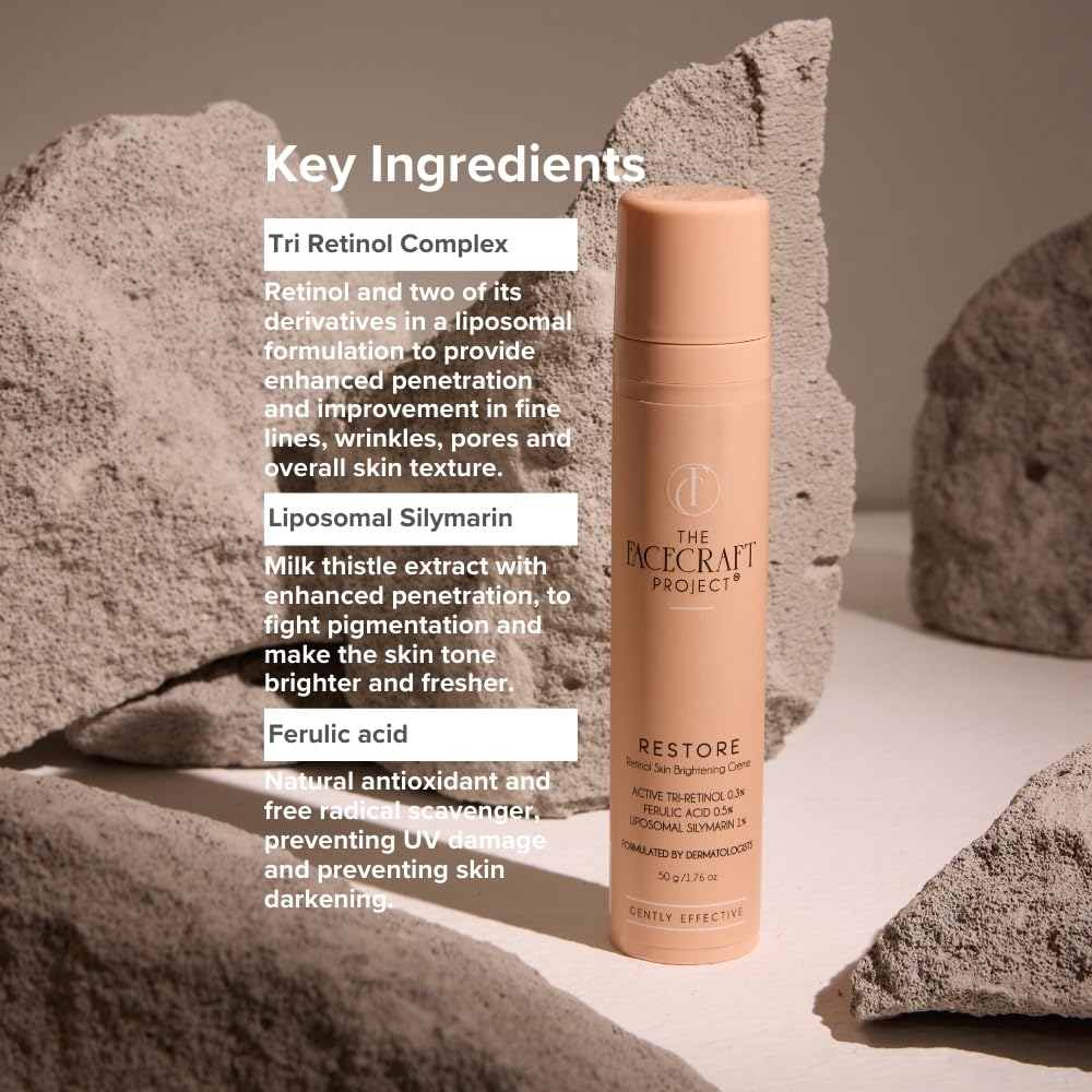 THE FACECRAFT PROJECT Retinol Night Cream Hydrating & Nourishing Formula |Hyaluronic Acid Blend |Smooth & Supple Skin |Pore Care |Lightweight Texture | Restorative Skincare |Daily Night Routine (50gm)