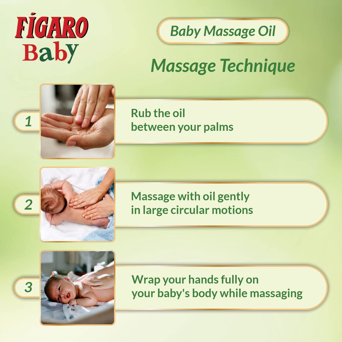 Figaro Baby Massage Oil with Goodness of Natural Olive oil enriched with vitamin E, Dermatologically tested, 400 ml (Pack of 2)