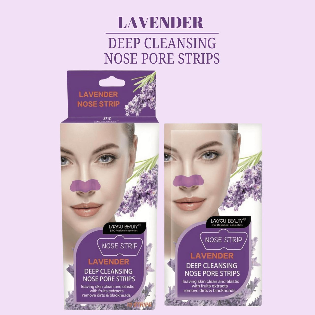 Lakyou Beauty Lavender Nose Pore Strips, 10 Strips | Instantly Removes Blackheads & Unclogs Pores | Deep Cleansing | Easy-to-Use | For All Skin Types
