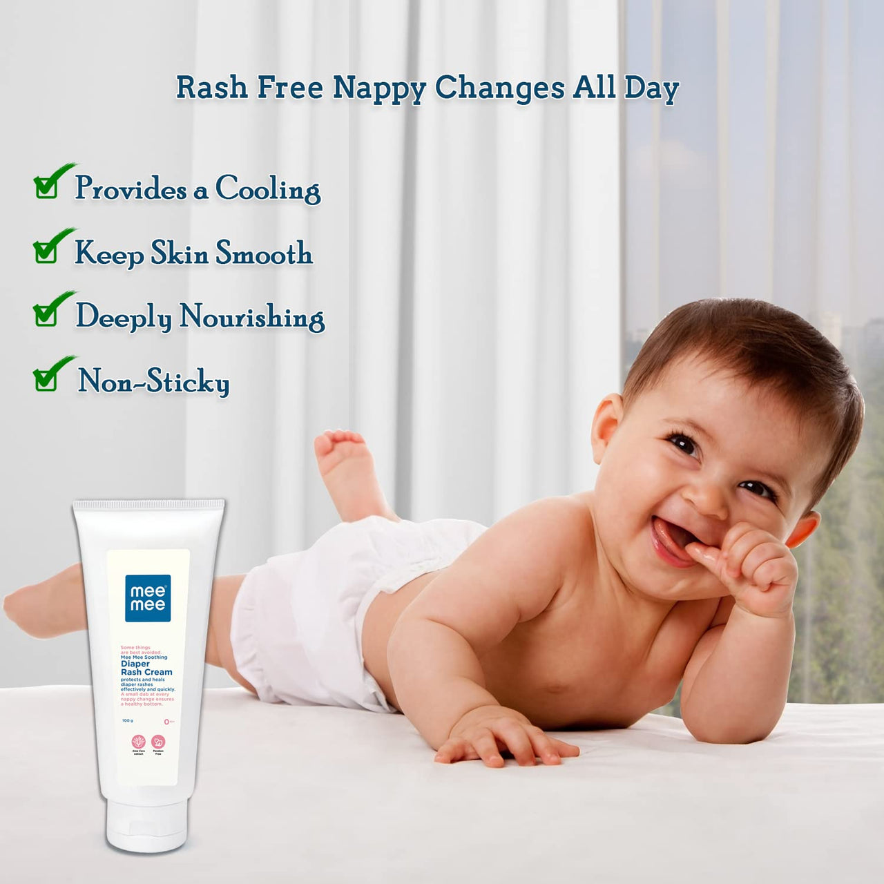 Mee Mee Diaper Rash Cream with Aloe Vera 100 g | Natural Cream For Newborns & Babies | Natural Solution for Treating and Preventing Diaper Rash | Soothing Relief (Single Pack)