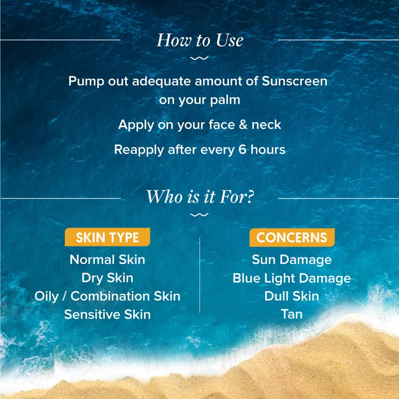 Aqualogica Glow+ Dewy Sunscreen SPF 50 PA++++ with Papaya & Vitamin C | For Dry, Sensitive, Oily & Combination Skin | UVA/B & Blue Light Protection | Fragrance-Free | For Men & Women | 50g
