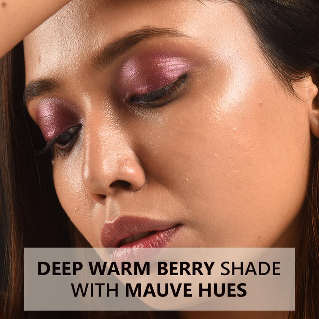 Lavenza Color Pop Berry Plum - Vegan Liquid Metallic Eyeshadow | Long-Lasting, Crease Proof, Smudge Proof | One Swipe Application | With Date Extract | 3.5 Ml