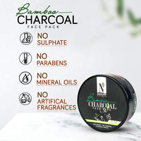 NutriGlow Natural's Bamboo Charcoal Face Pack With Ethiopian Kaolin Black Clay For Brightening, Lightening & Tightening Skin,100% Natural, 200gm