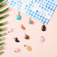 FASHEWELRY 30Pcs Mixed Stone Pendants Heart Moon Teardrop Round Healing Crystal Quartz Chakra Bead Charms for Necklace for Jewelry Making Hole: 2x7mm 1-Mixed Color-Mixed Shape