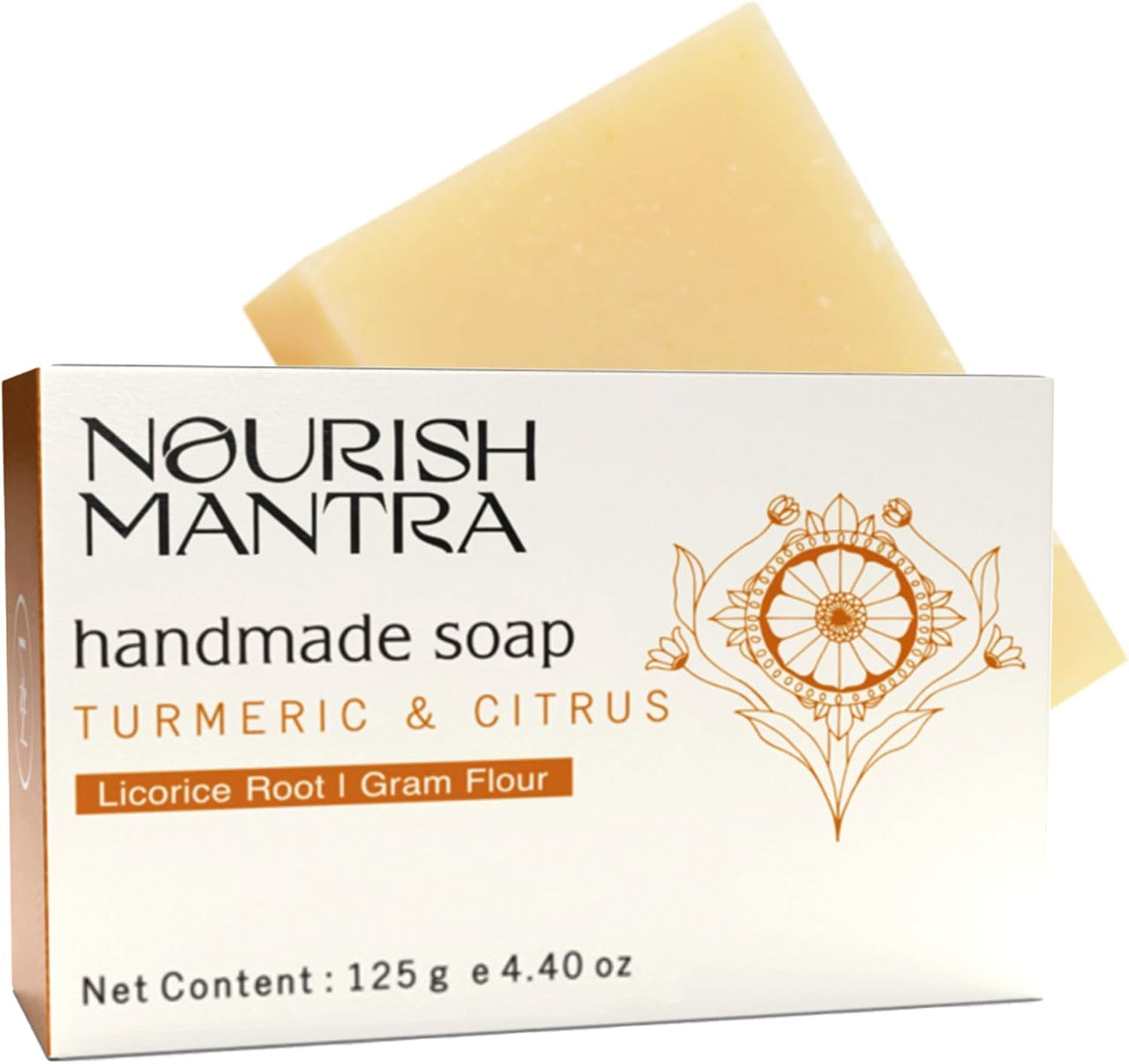 Nourish Mantra turmeric & citrus handmade bathing soap/made with natural & organic ingredients/for men & women/suits all skin types (125 gm)