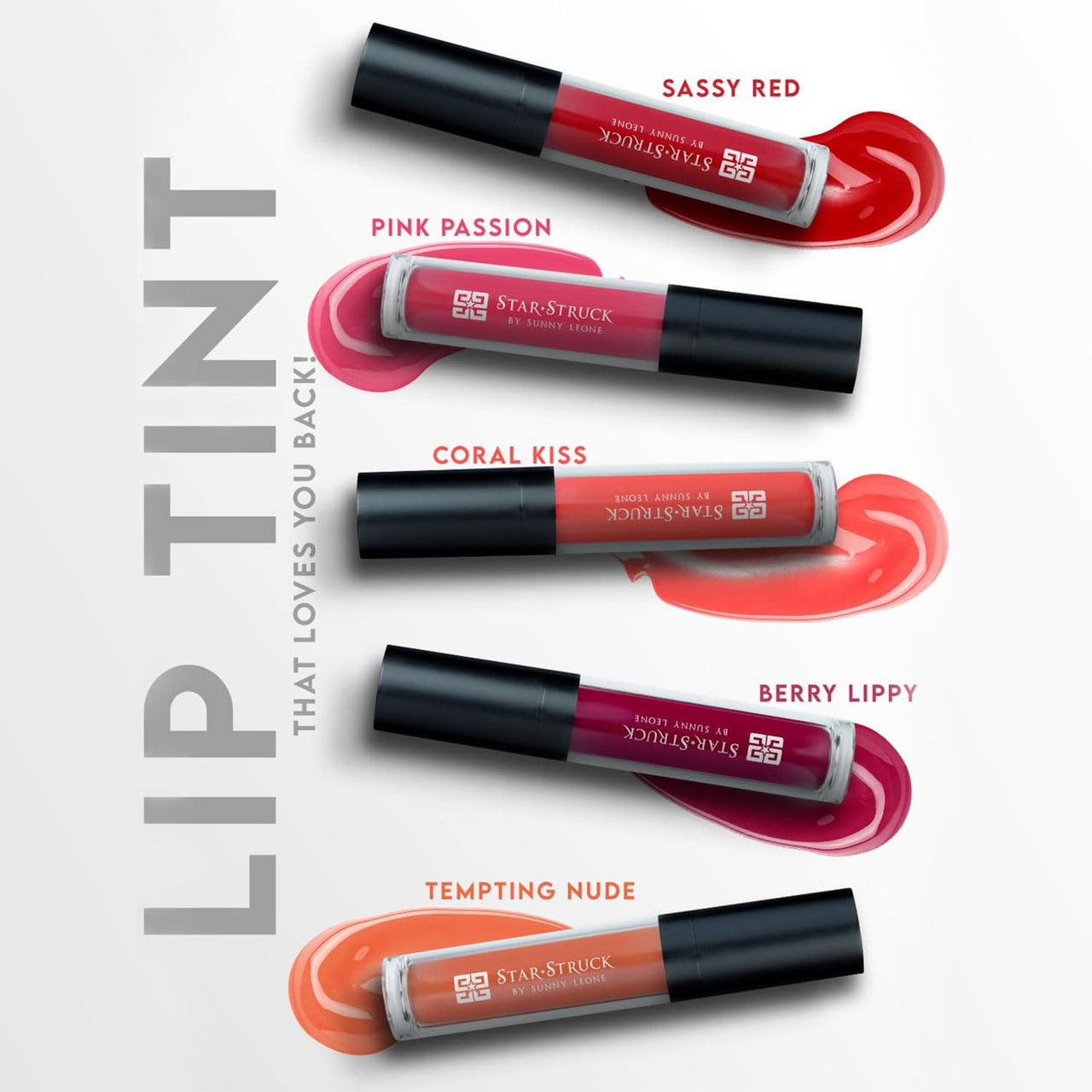 STARSTRUCK BY SUNNY LEONE Glossy Lip Tint For Women, Sassy Red | Glossy Lipstick, Non Sticky, Hydrating, Light Weight & Long Lasting | With Jojoba Oil & Shea Butter