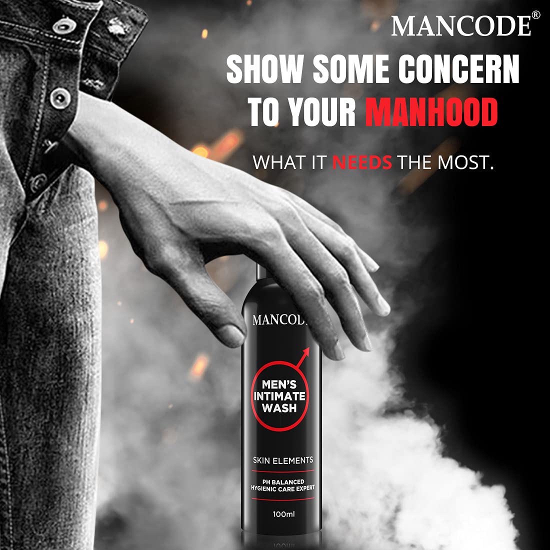 Mancode Intimate Wash For Men - 100ml with Tea Tree Essential Oil Ayurvedic & Natural Personal Intimate Hygiene Prevents Itching Irritation & Dryness Caused By Sweating Ball Wash for Men